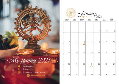 Printable 2021 Monthly Calendar with moon cycles
