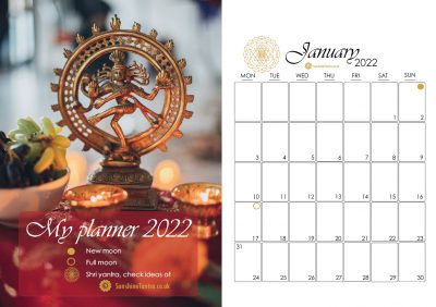 Printable 2022 Monthly Calendar with moon cycles